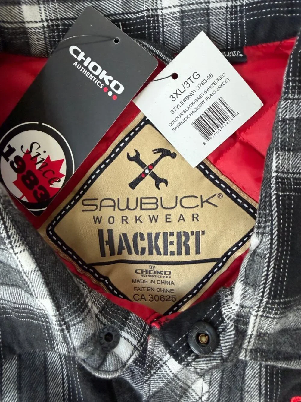 Snap-On Tools Choko Sawbuck Hackert Quilted Flannel Shacket Jacket Mens 3XL -NWT
